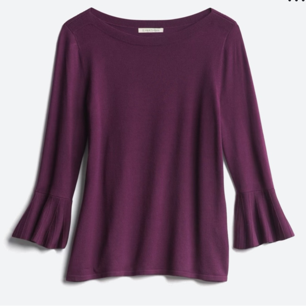 41 Hawthorn Stitch Fix Tamzen Bell Sleeve Boatneck Sweater Size S Dark Purple
